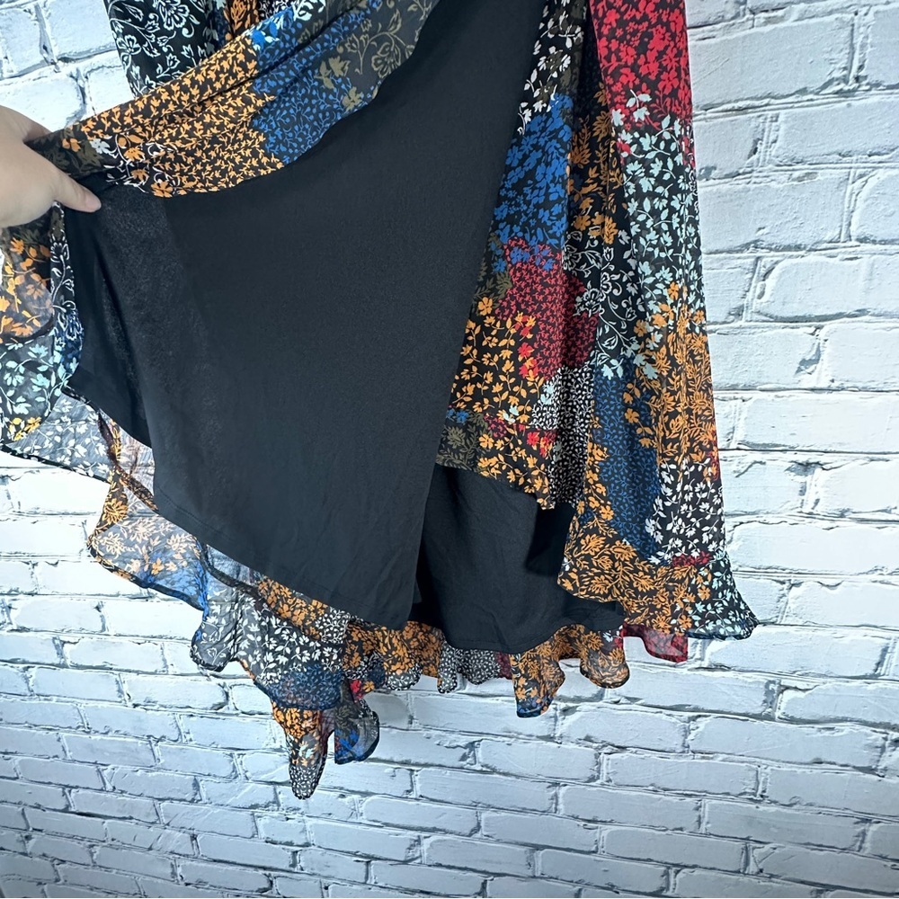 Maurices Floral Patchwork Maxi Skirt 4X Multicolor Faux Wrap Boho Western - Picture 4 of 11